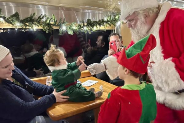 Potomac Eagle, Santa Clause, Christmas Train Ride Elf baby with Santa