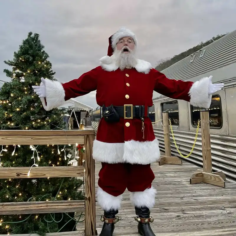 Santa Clause excited for the North Pole Express train ride