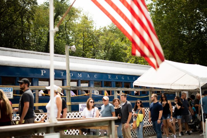 Customers boarding the Potomac Eagle train