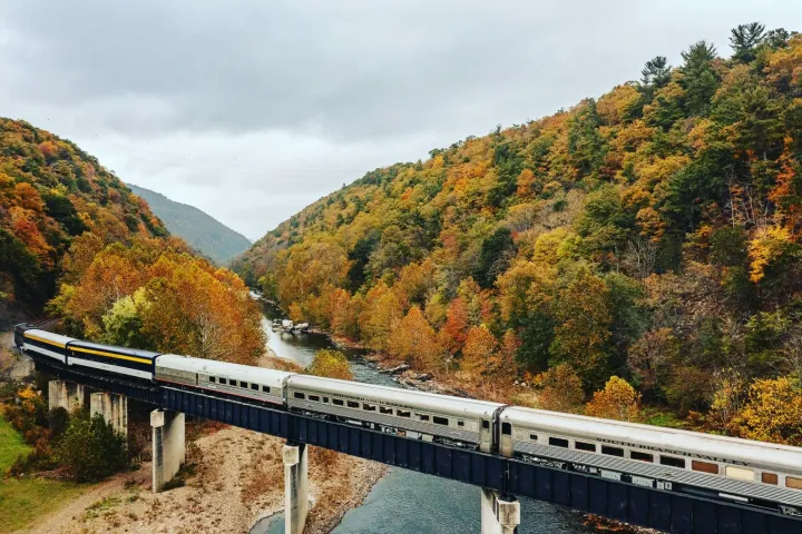 a train traveling over a bridge