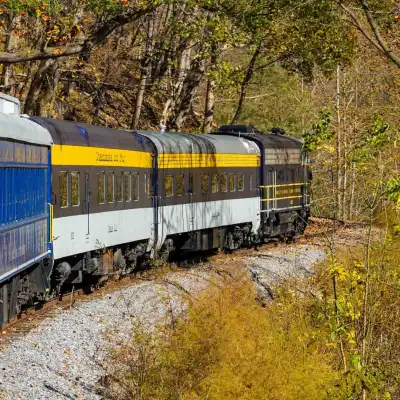 Potomac Eagle train traveling down the tracks during an excursion