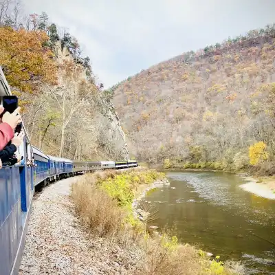 Fall view as customers take pictures of the Trough Canyon