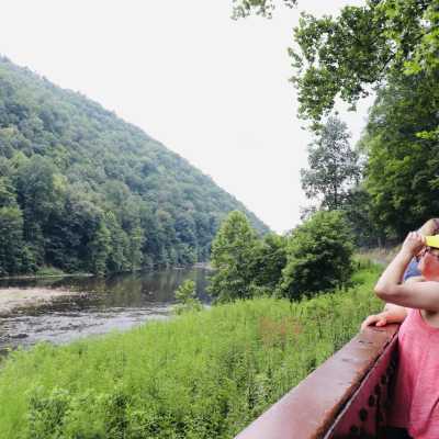 Woman looking for Eagles during her excursion